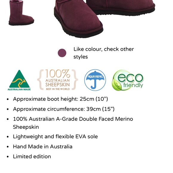 Australian Made Plum short Ugg boots NWT Size 8 - Picture 13 of 13